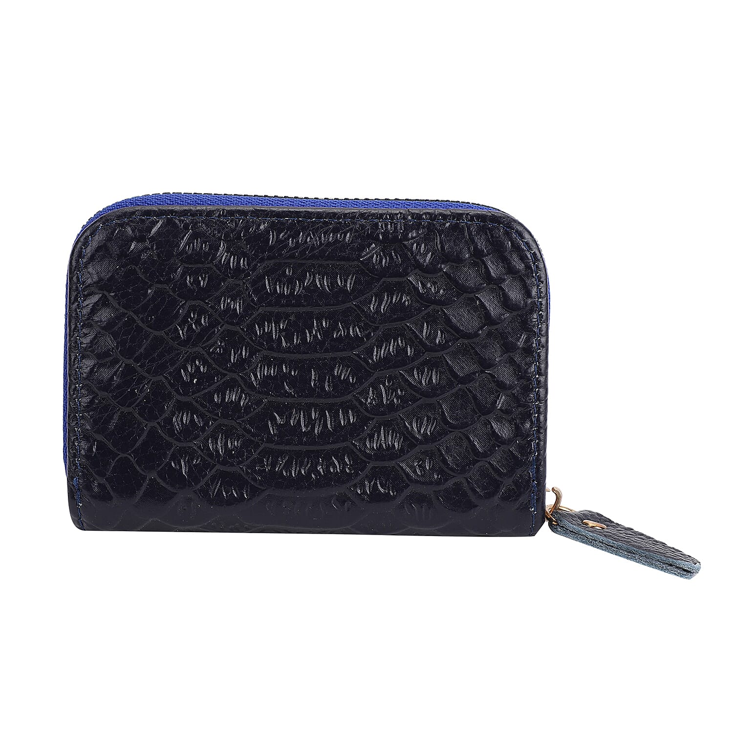 Closeout Deal Genuine Leather Snake Skin Embossed Wallet (Size 11x7 cm) - Navy