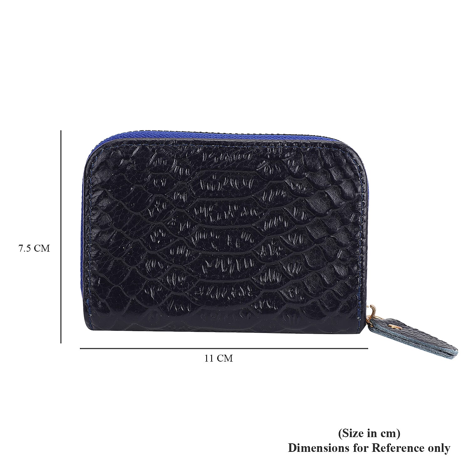 Closeout Deal Genuine Leather Snake Skin Embossed Wallet (Size 11x7 cm) - Navy