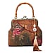 Gambiered Canton Gauze with Genuine Leather Convertible Bag  Brown