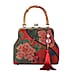 Gambiered Canton Gauze with Genuine Leather Convertible Bag  Red