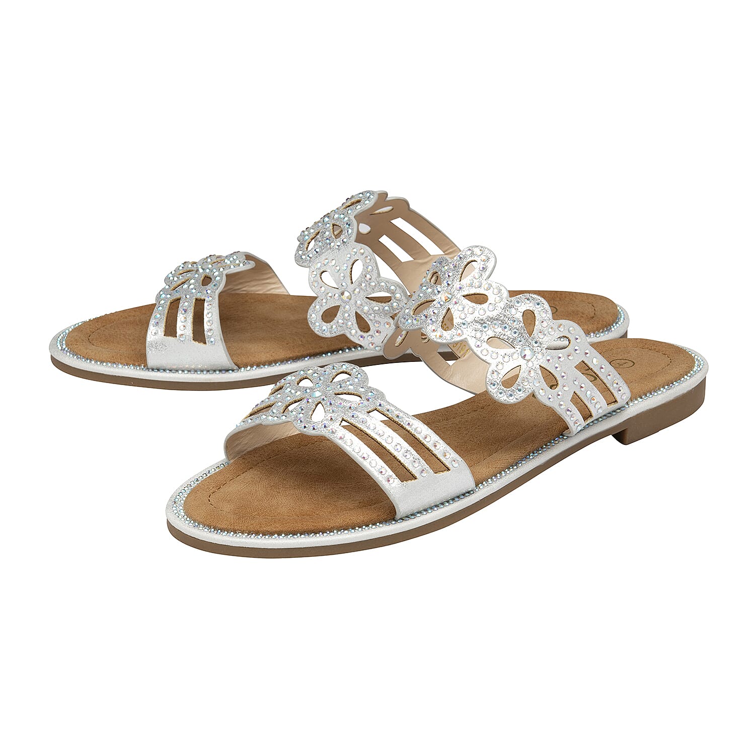 Lotus Aura Diamante Flat Sandals (Size 3) - Black