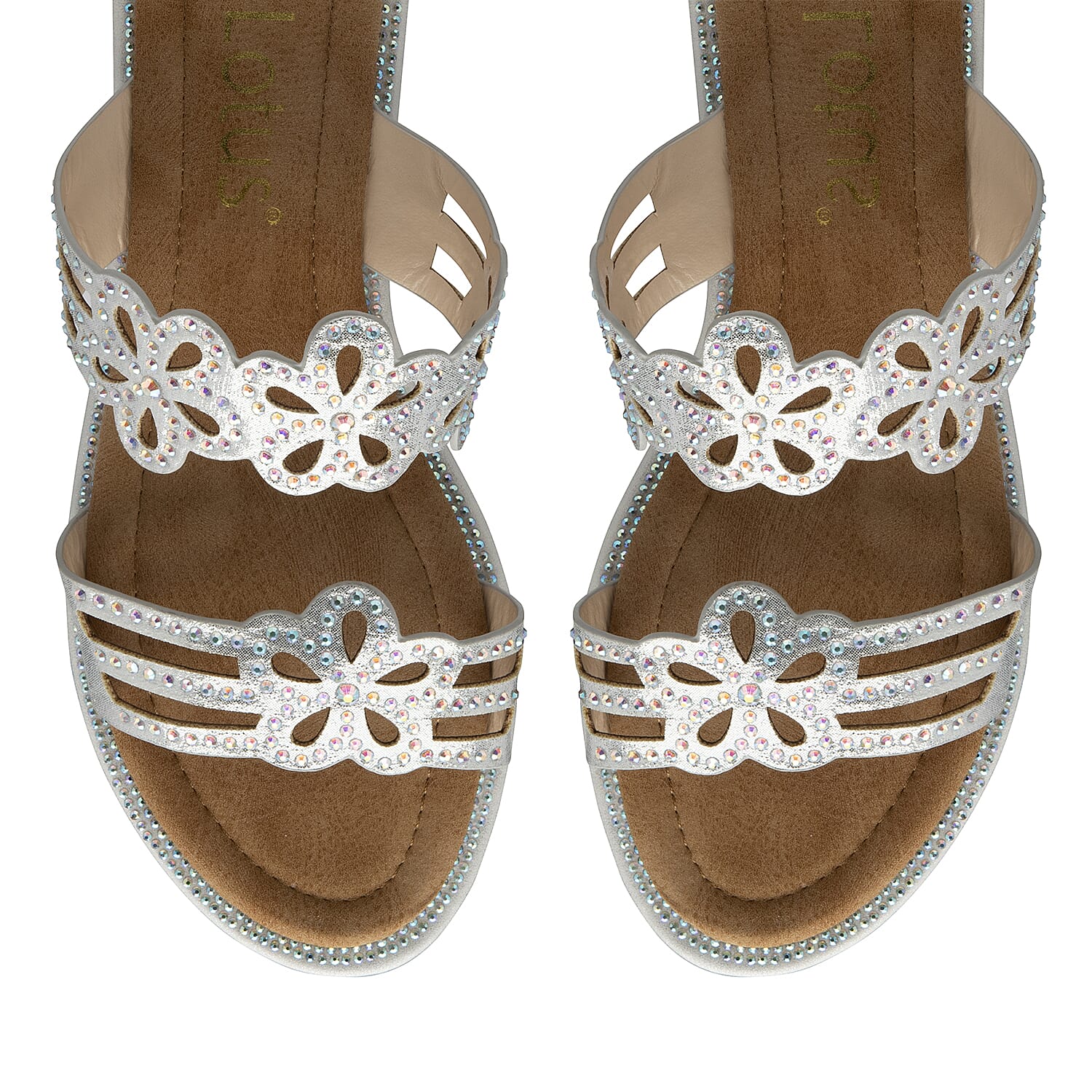 Lotus Aura Diamante Flat Sandals (Size 3) - Black