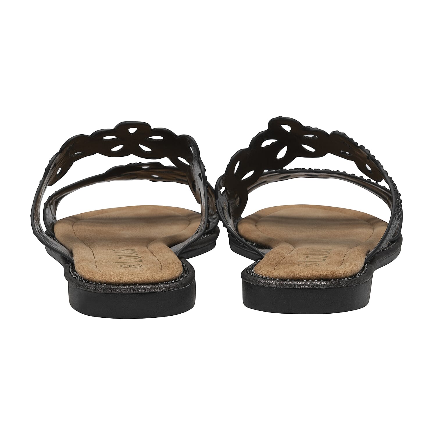 Lotus Aura Diamante Flat Sandals (Size 5) - Black