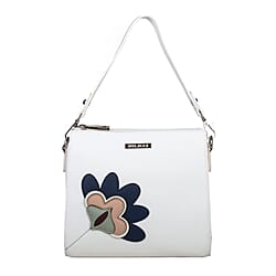Bulaggi Collection - Hope Crossbody Bag with Zipper Closure (Size 22x20x04 Cm) - White