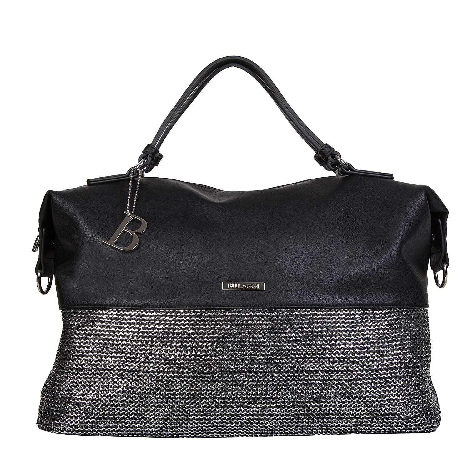 Bulaggi Collection - Wave Duffle Bag with Zipper Closure and Detachable Shoulder Strap (Size 40x26x17 cm) - Black