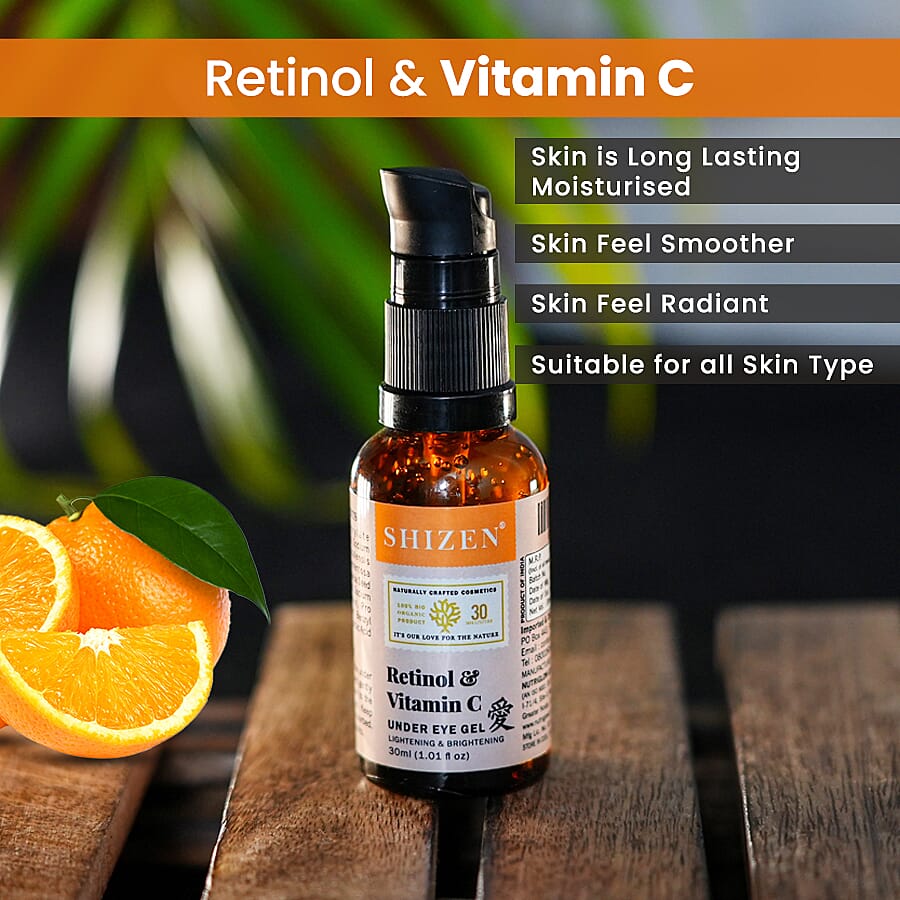 SHIZEN- Retinol - Vitamin C Under Eye Gel 100% Organic - 30ml
