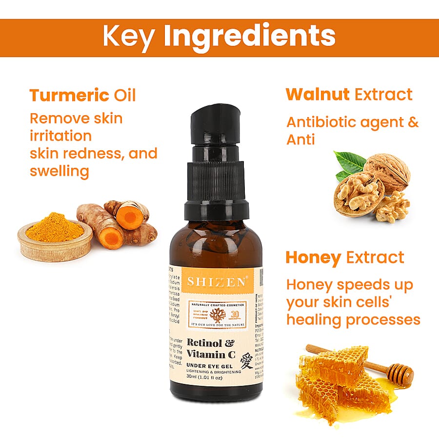 SHIZEN- Retinol - Vitamin C Under Eye Gel 100% Organic - 30ml