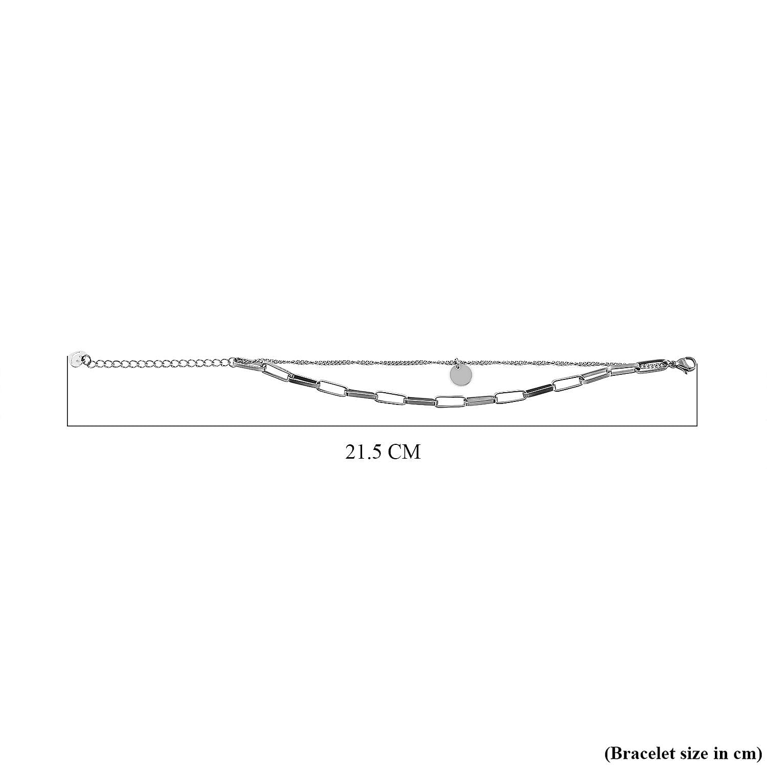 Paperclip Bracelet (Size - 6 With 2 Inch Extender) in Stainless Steel With Silver Tone