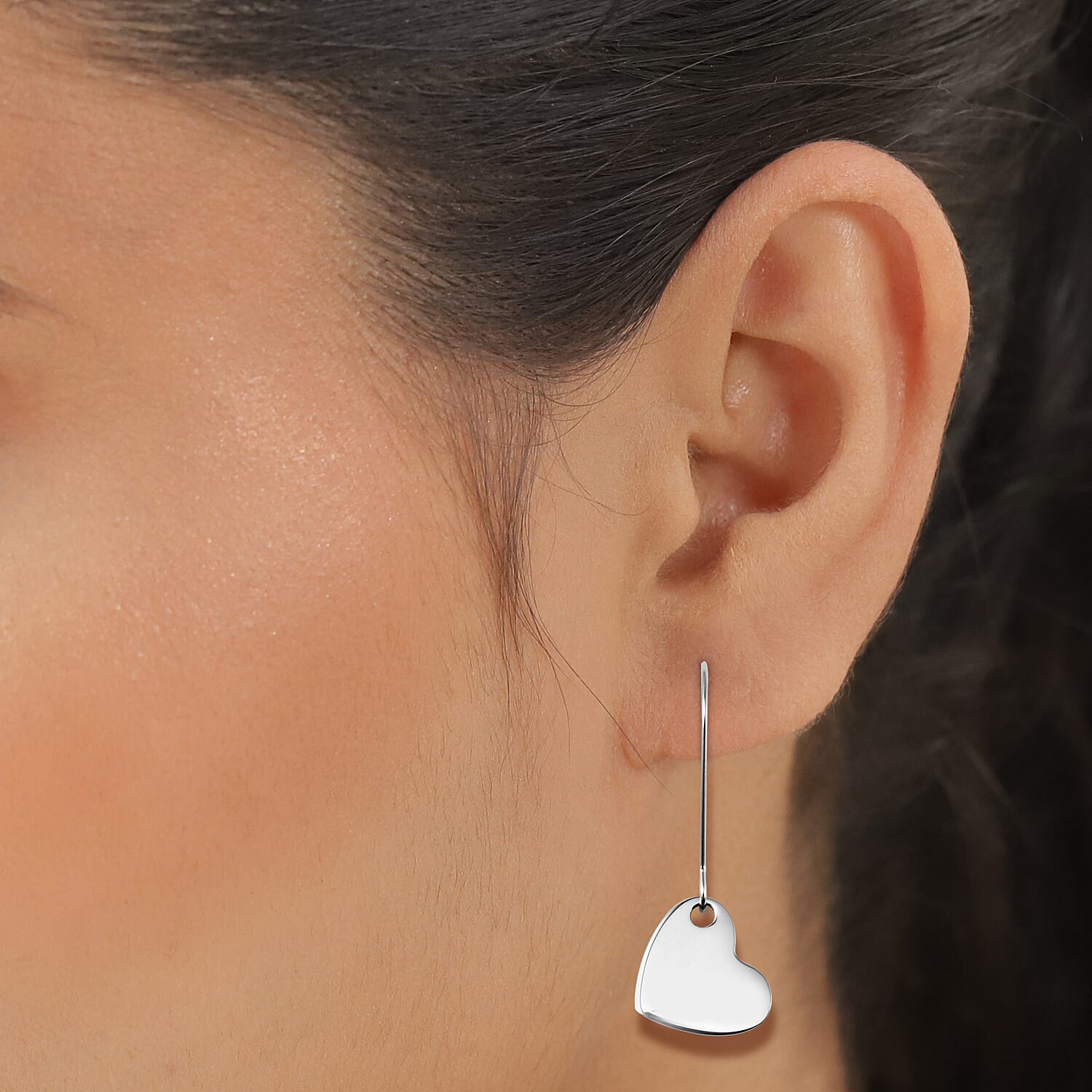 Heart Charm Earrings in Stainless Steel