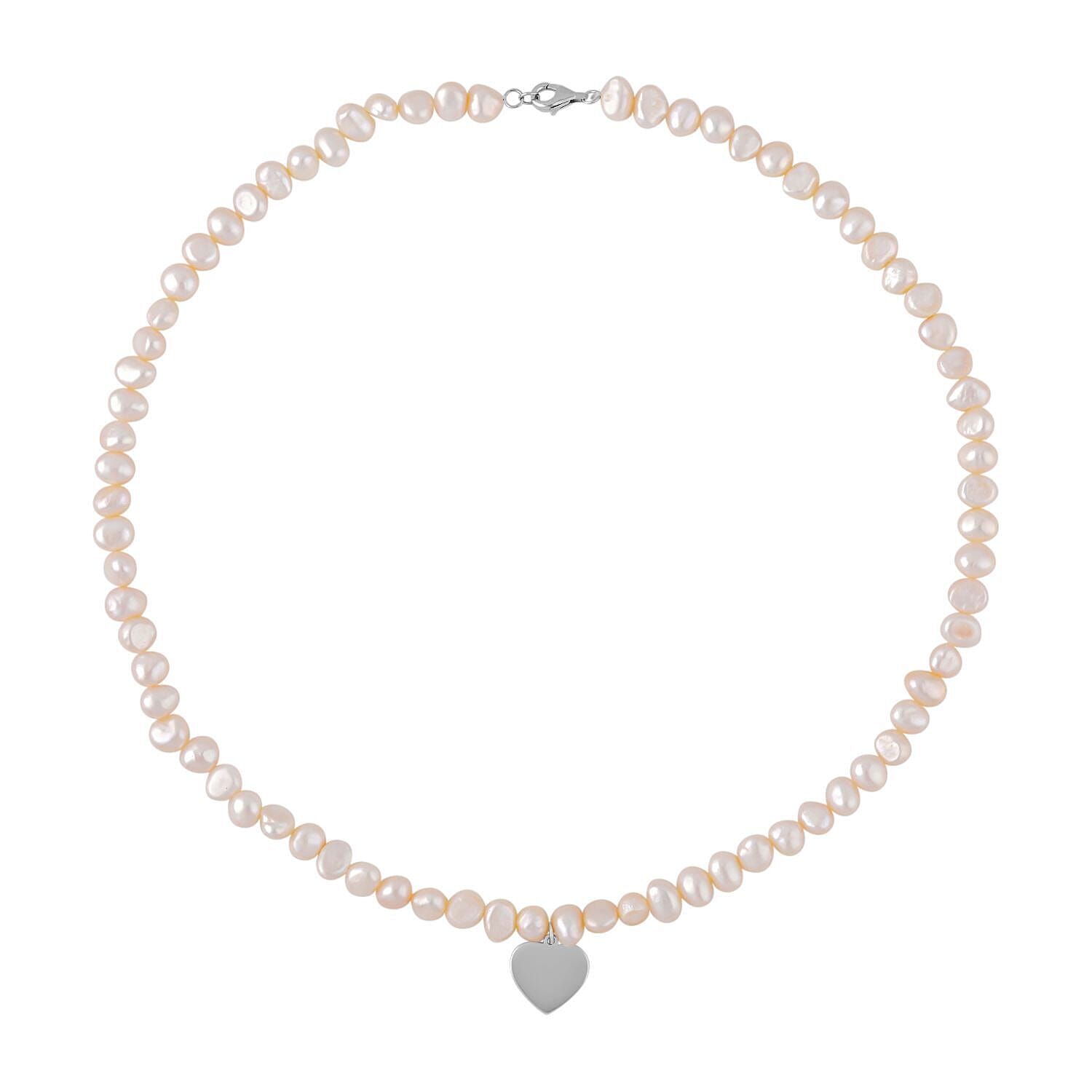 White Fresh Water Pearl Necklace (Size - 20) in Sterling Silver