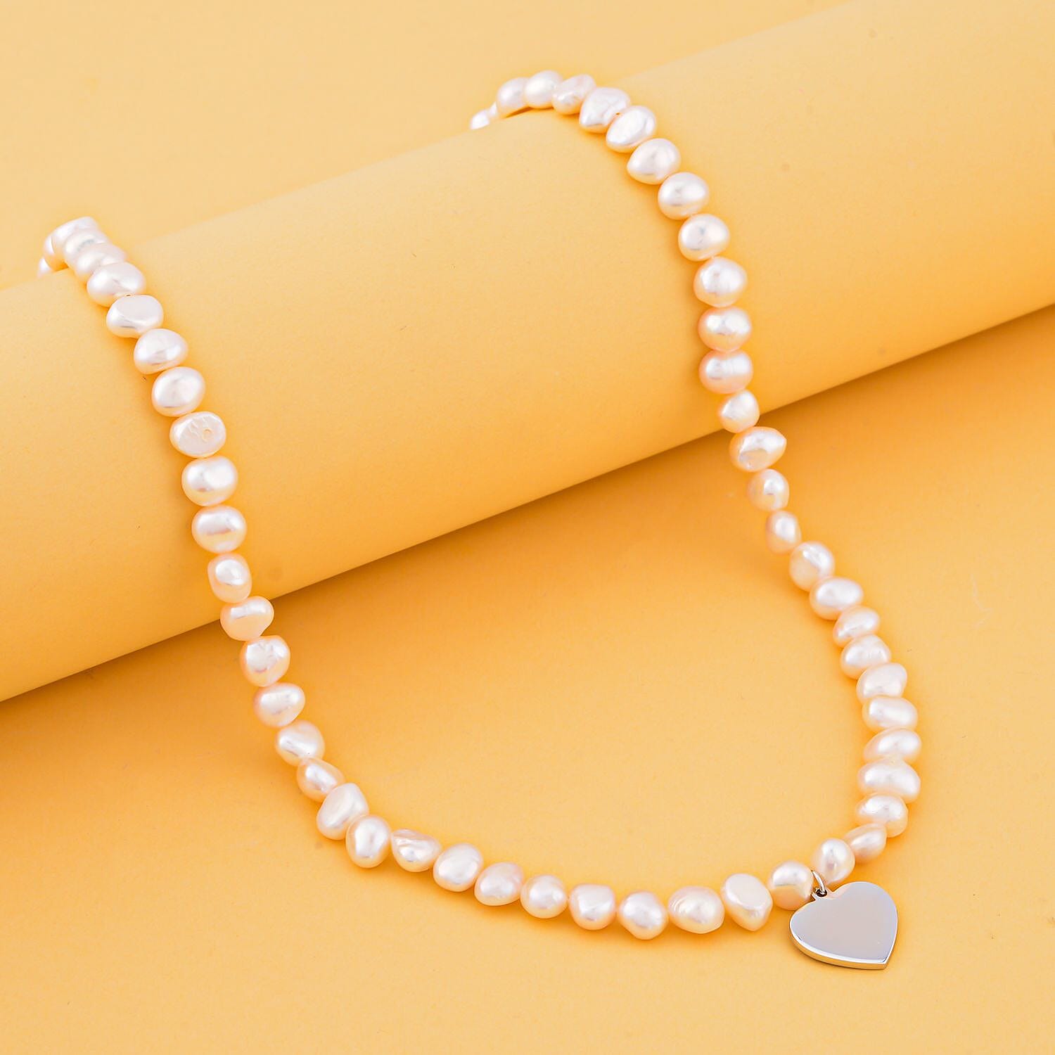White Fresh Water Pearl Necklace (Size - 20) in Sterling Silver