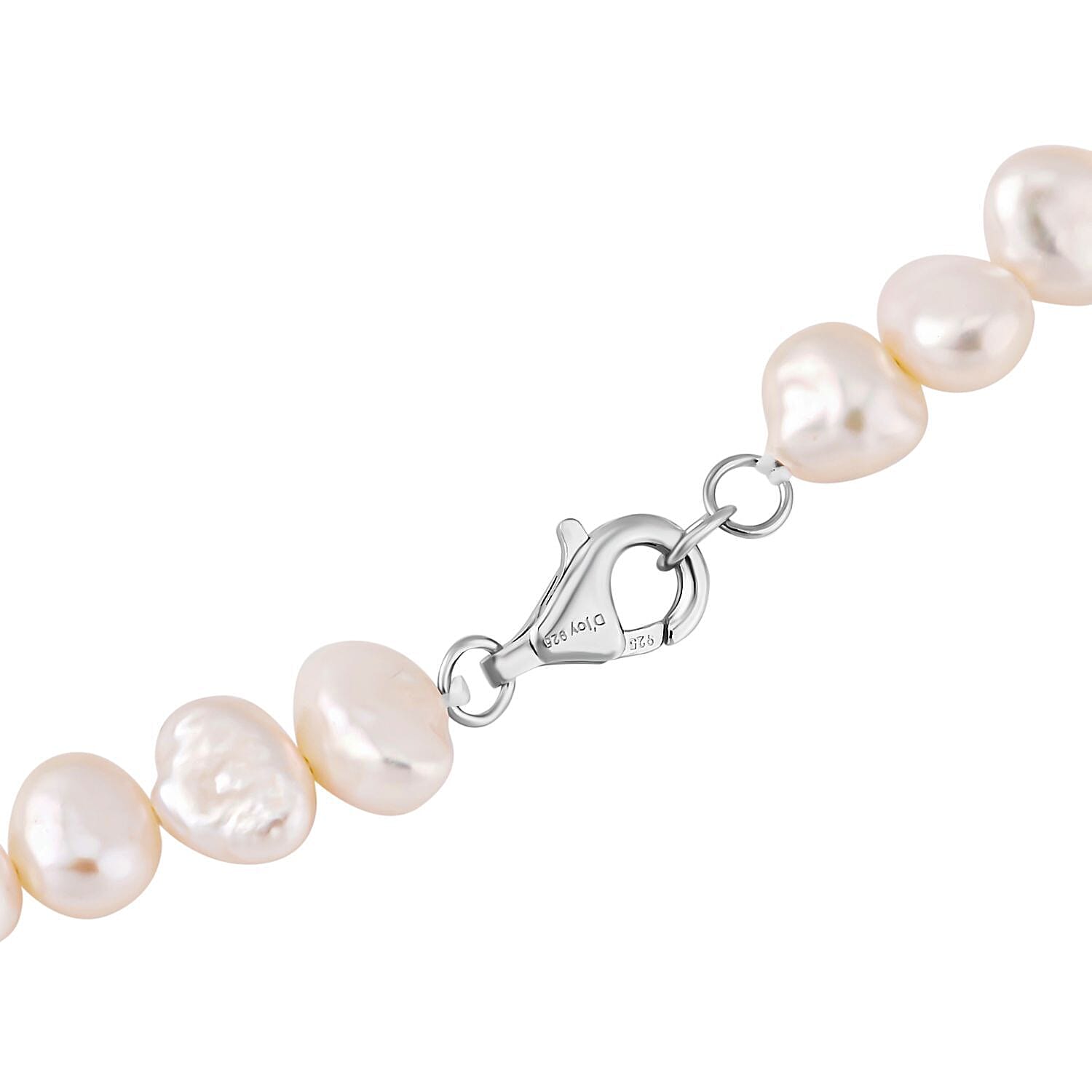 White Fresh Water Pearl Necklace (Size - 20) in Sterling Silver