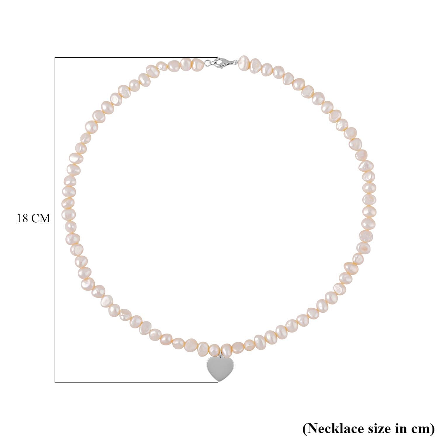 White Fresh Water Pearl Necklace (Size - 20) in Sterling Silver