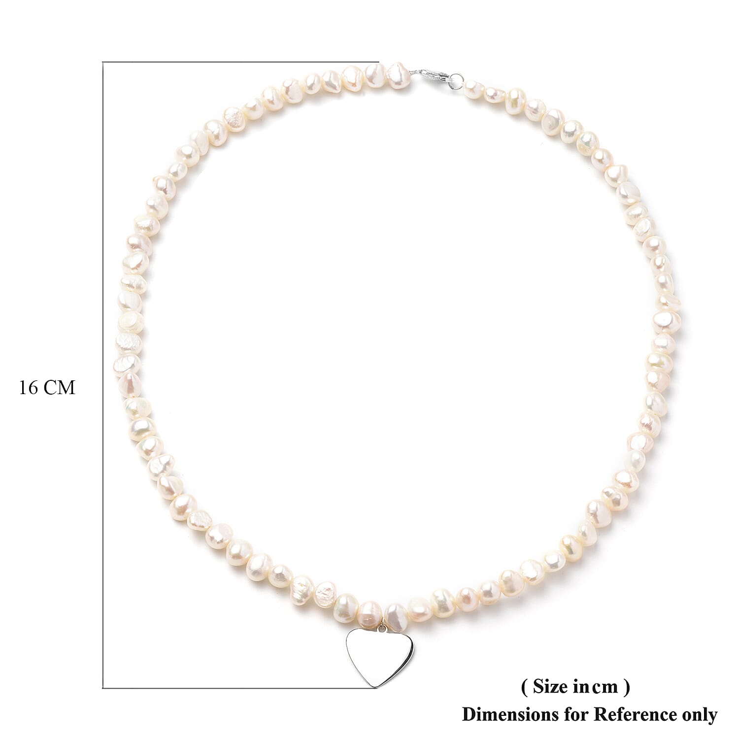 White Fresh Water Pearl Necklace (Size - 20) in Sterling Silver