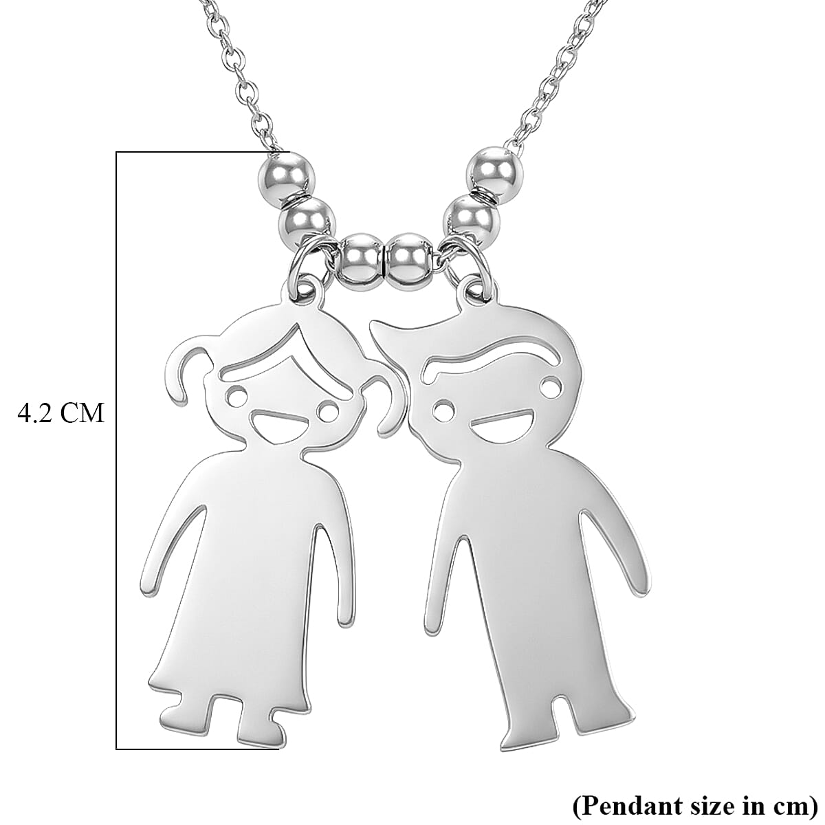 Boy & Girl Design Necklace (Size - 20) in Silver Tone