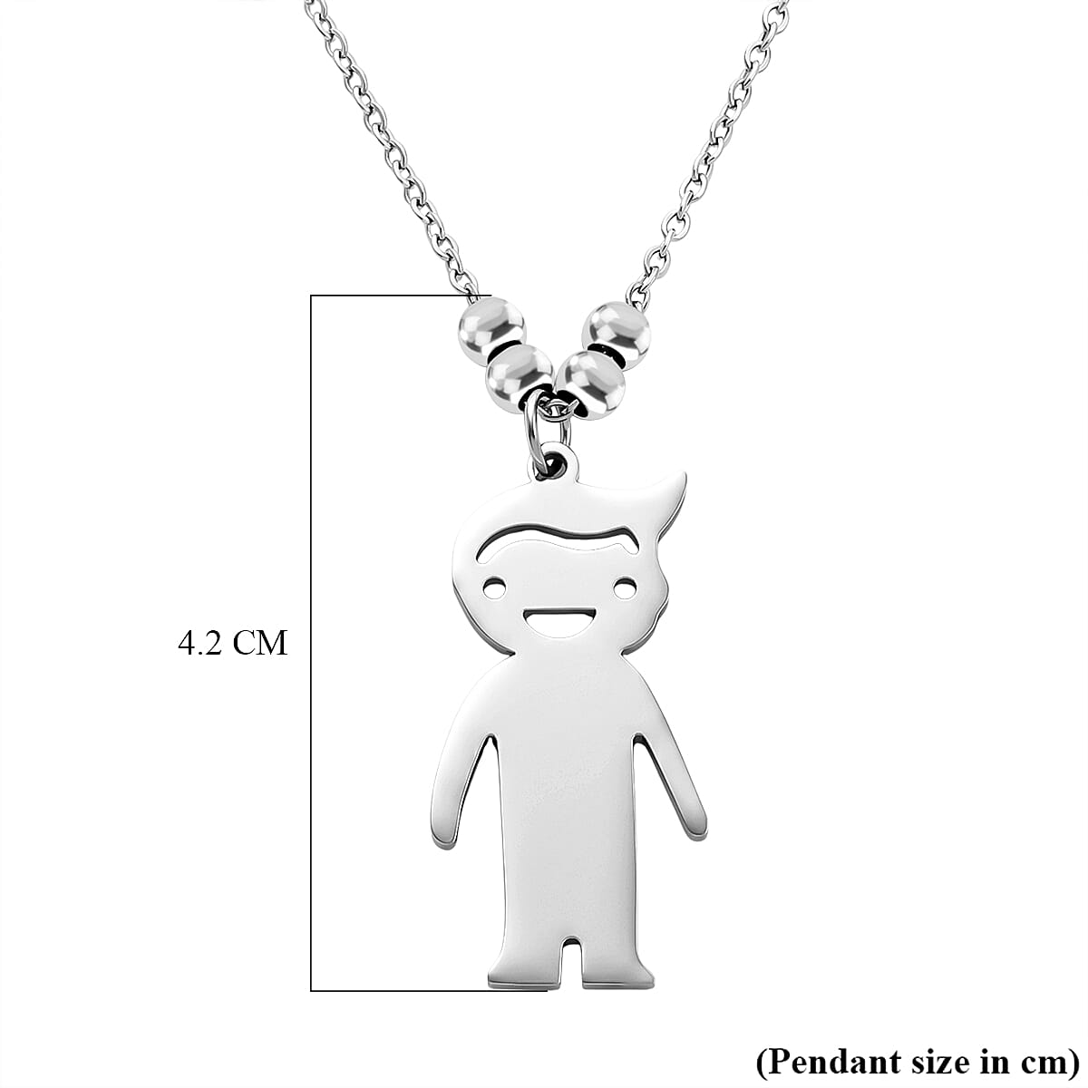 Single Boy Design Necklace (Size - 20) in Silver Tone