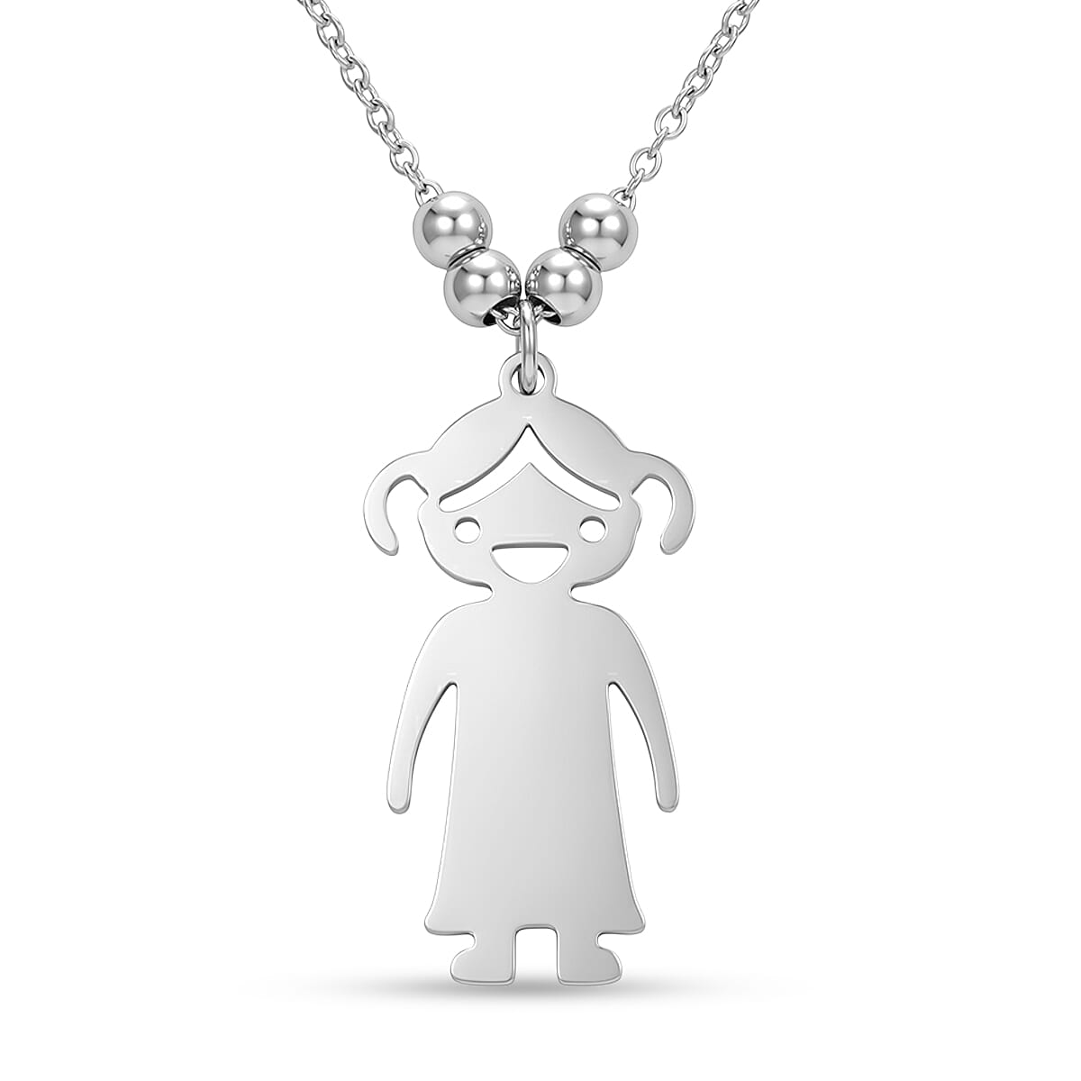Single Girl Design Necklace (Size - 20) in Silver Tone