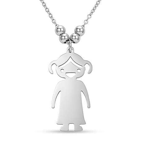 Single Girl Design Necklace (Size - 20) in Silver Tone