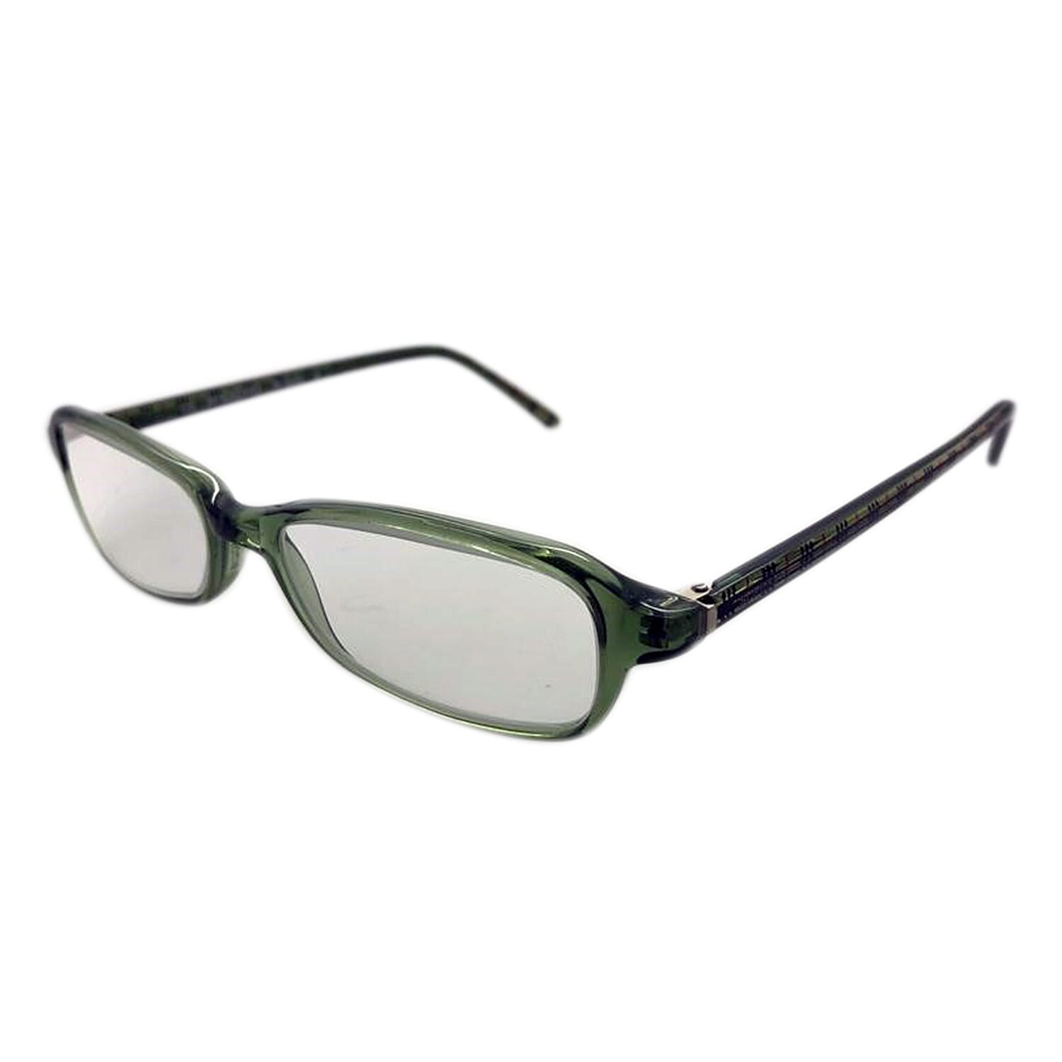 BURBERRY Unisex Eyeglasses in Green and Burberry Check Sides with 3 Dioptre