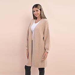 LA MAREY Sweater Cardigan - Beige