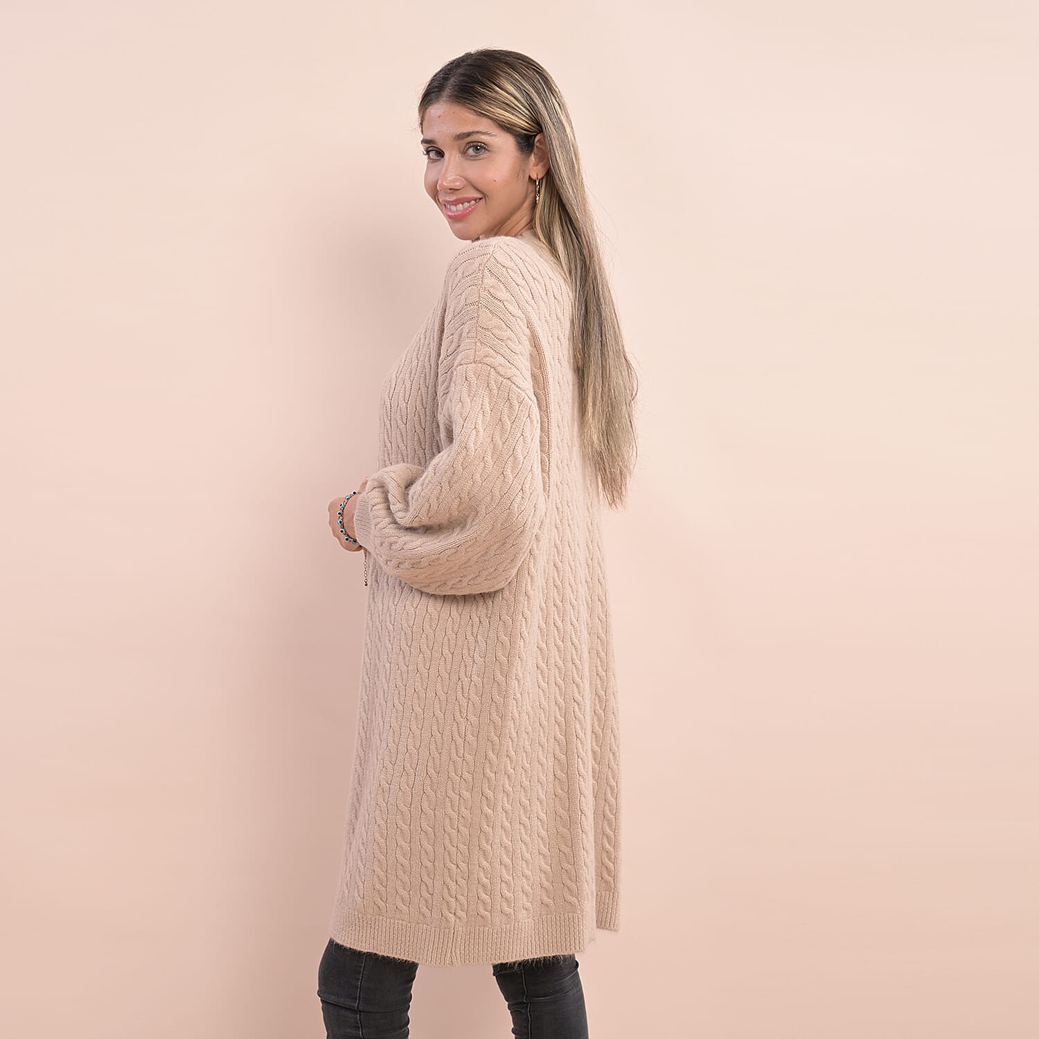 LA MAREY Sweater Cardigan - Beige