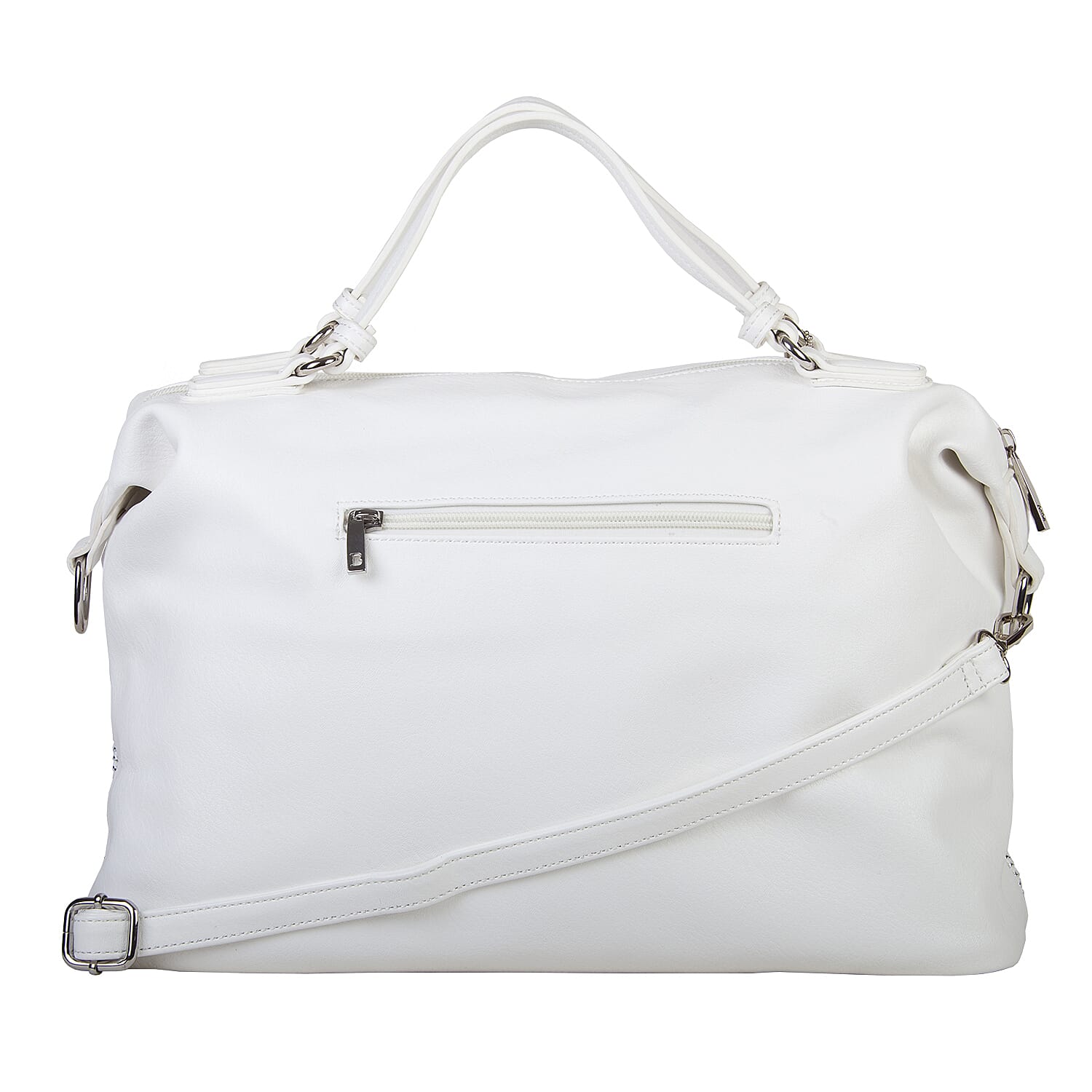 Bulaggi Collection - Wave Duffle Bag with Zipper Closure and Detachable Shoulder Strap (Size 40x26x17 cm) - White