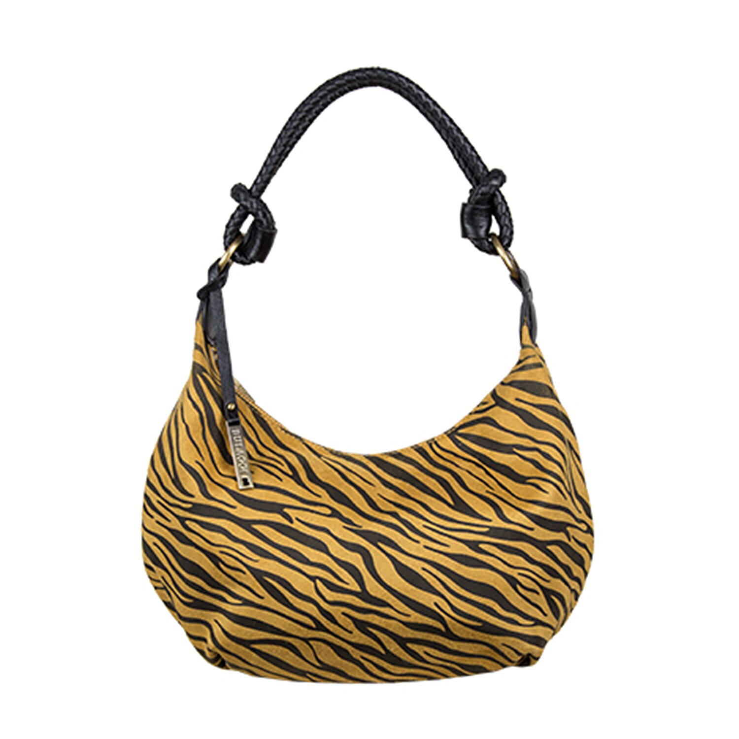 Bulaggi Collection - Zebra Hobo Shoulder Bag with Zipper Closure (Size 31x23x13 Cm) - Dark Yellow