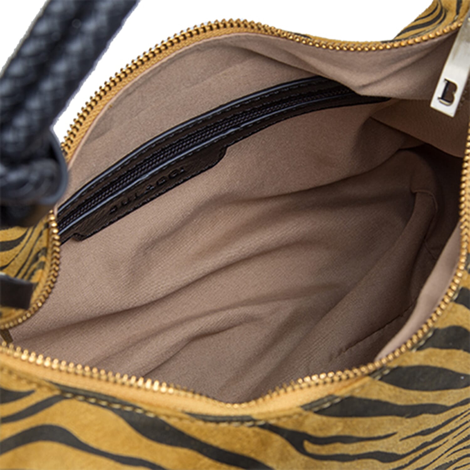 Bulaggi Collection - Zebra Hobo Shoulder Bag with Zipper Closure (Size 31x23x13 Cm) - Dark Yellow