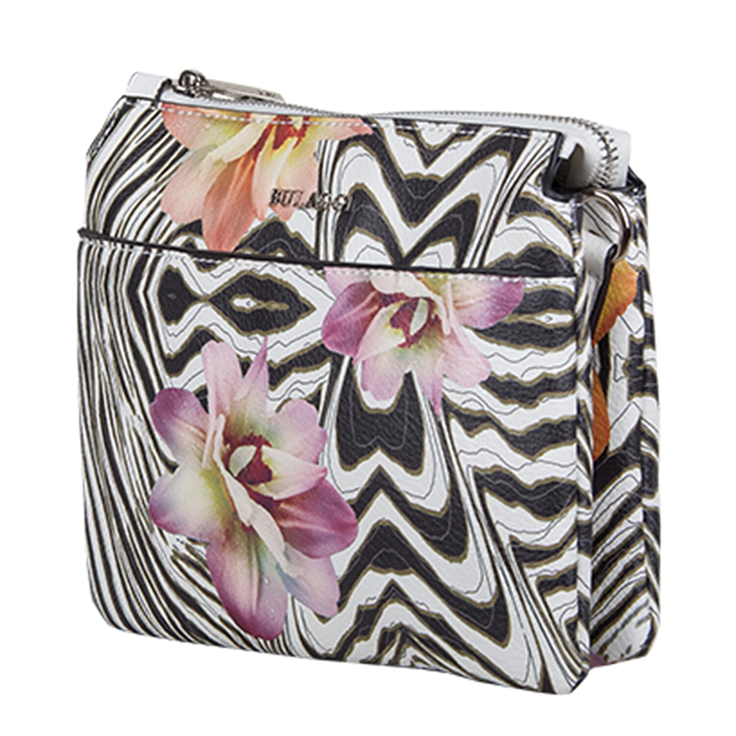 Bulaggi Collection - Zebraflower Crossbody Bag with Zipper Closure (Size 21x17x4 Cm) - Multi
