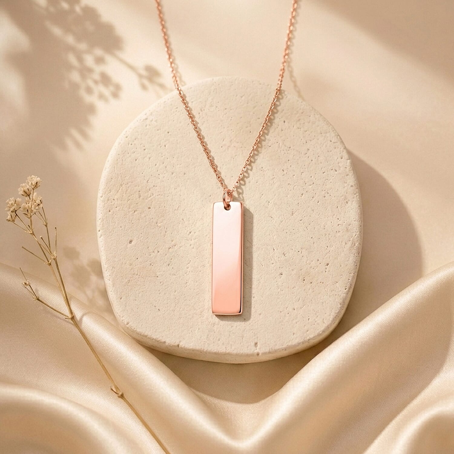 Personalized Dog Tag Chain (Size - 20) in Rose Gold Tone