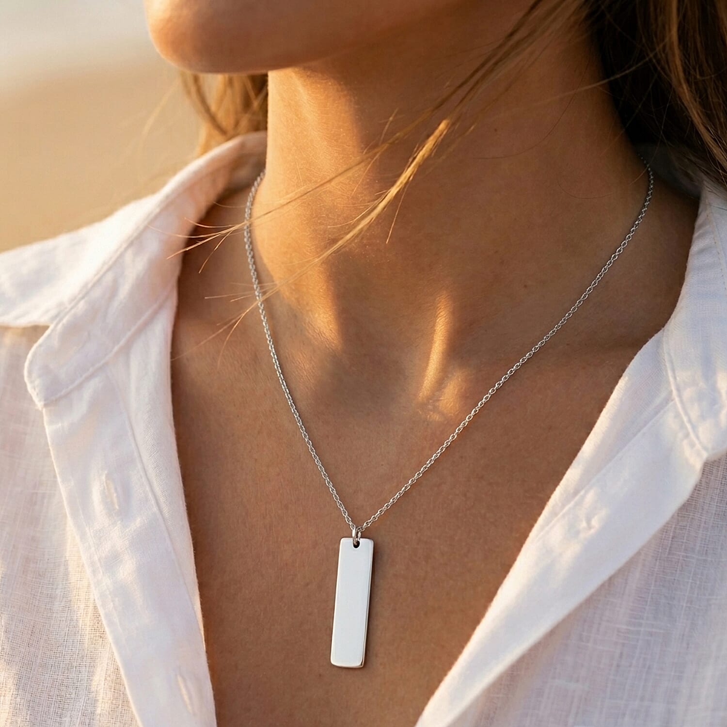 Personalized Dog Tag Chain (Size - 20) in Silver Tone