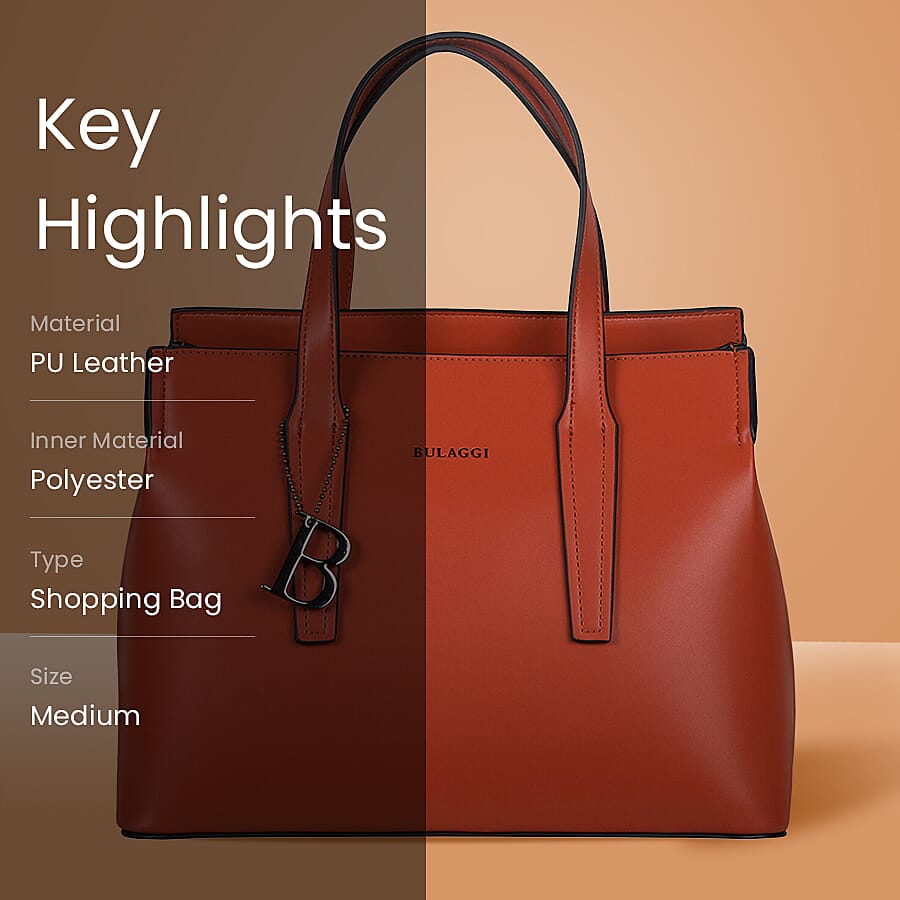 Bulaggi Collection - Beatrix Shopping Bag with Zipper Closure (Size 30x23x14cm) - Orange