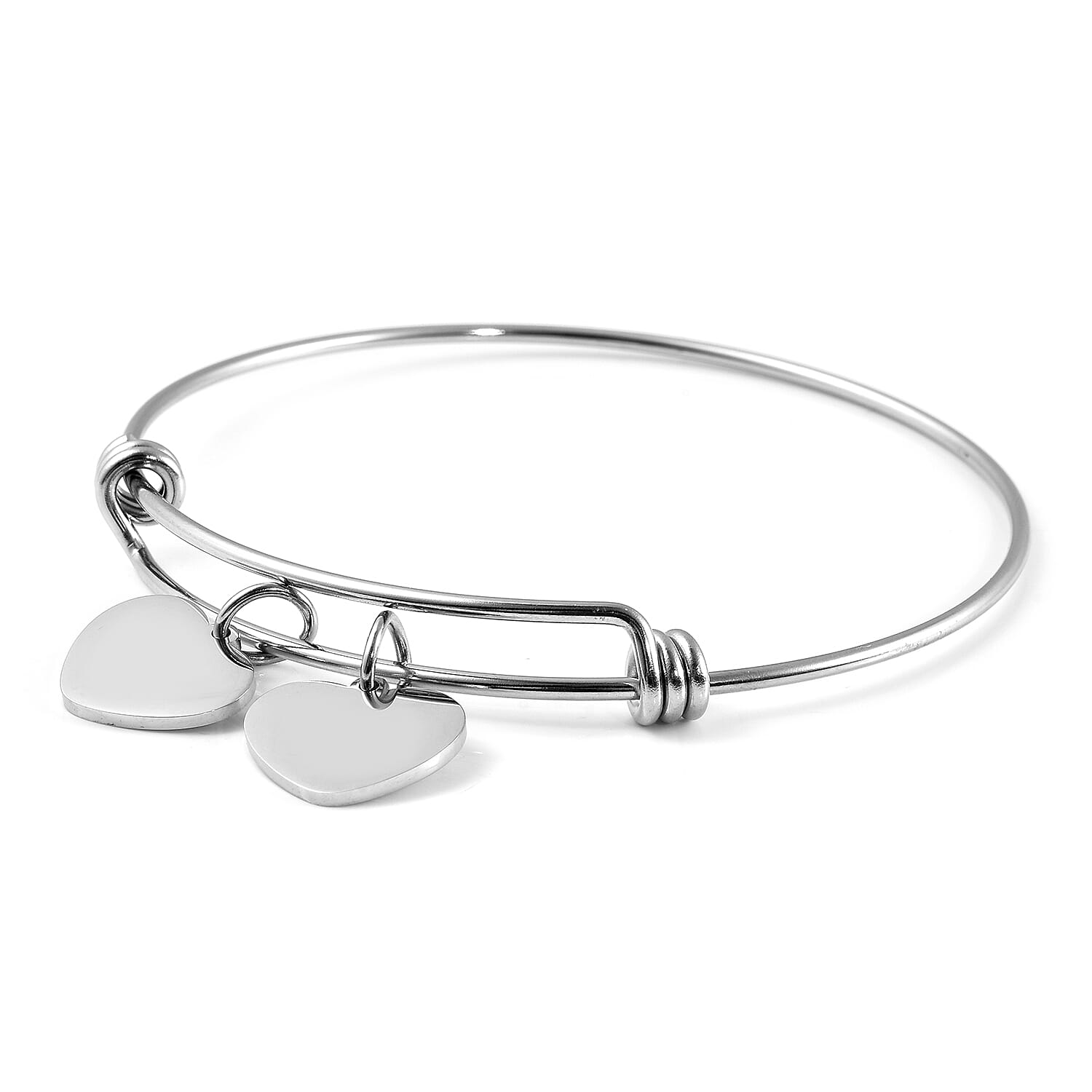 Heart Initial Bangle (Size 8) in Stainless Steel
