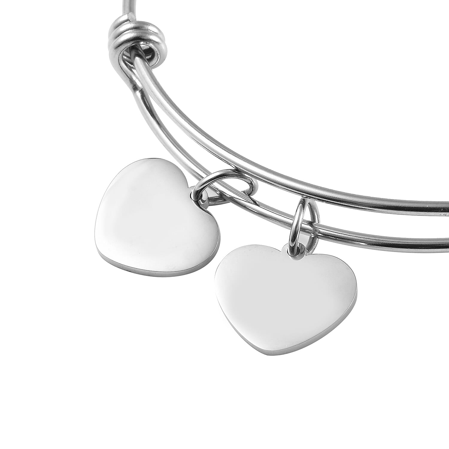 Heart Initial Bangle (Size 8) in Stainless Steel