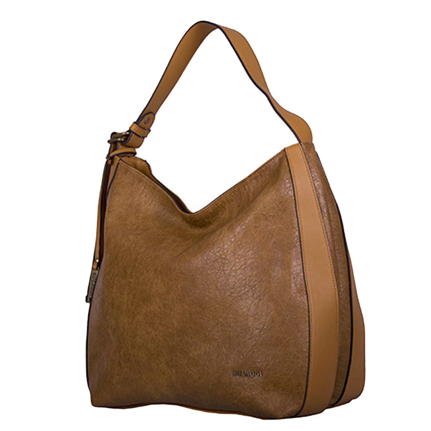 Bulaggi Collection - Heather Hobo Shoulder Bag with Zipper Closure (Size 32x34x14cm) - Cognac