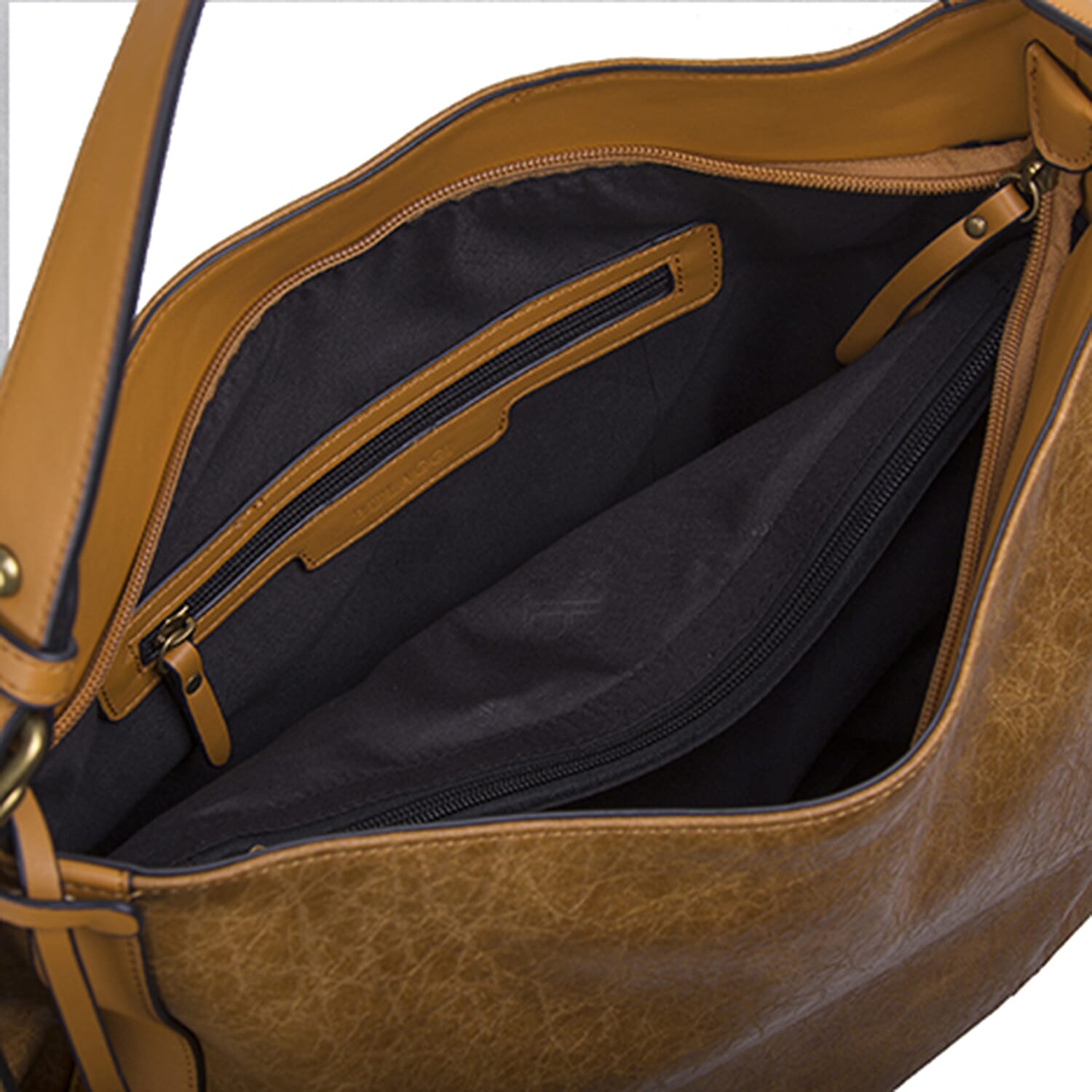 Bulaggi Collection - Heather Hobo Shoulder Bag with Zipper Closure (Size 32x34x14cm) - Cognac