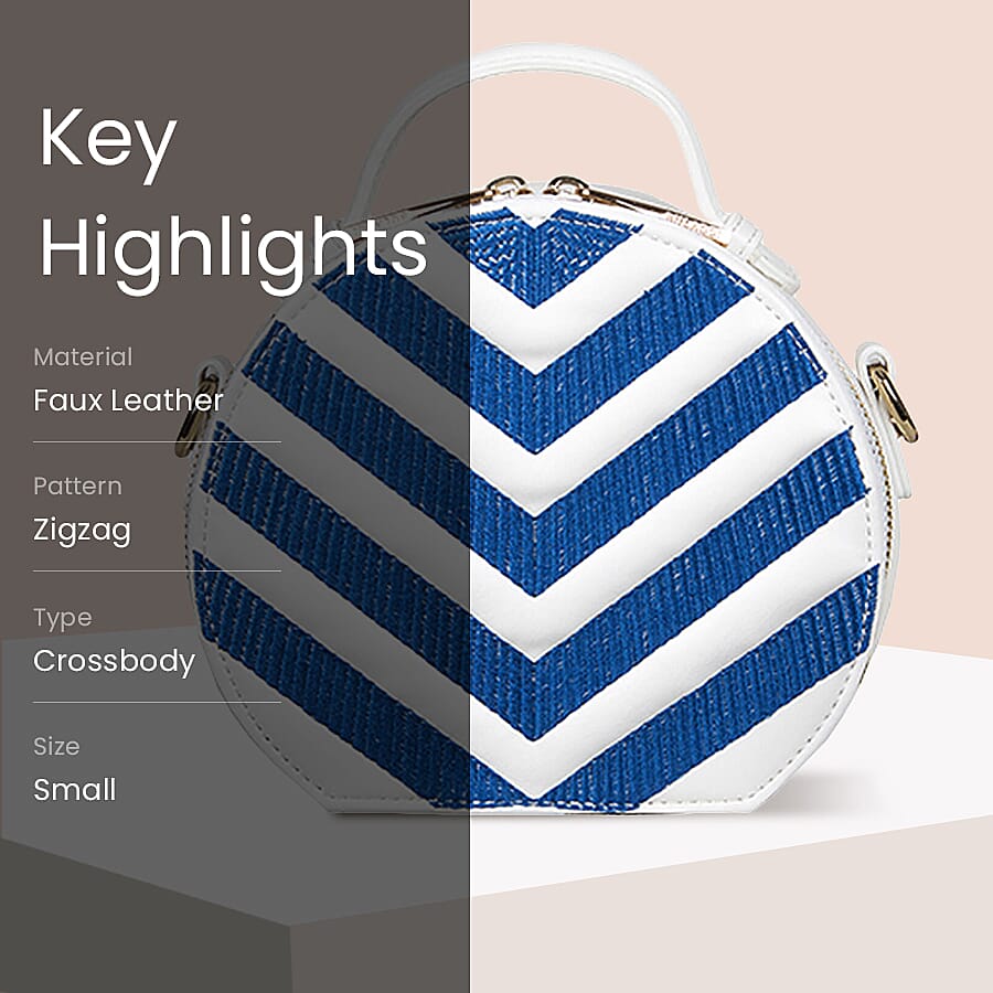 Bulaggi Collection - Zig Zag Circle Bag with Detachable Shoulder Strap - Cobalt Blue