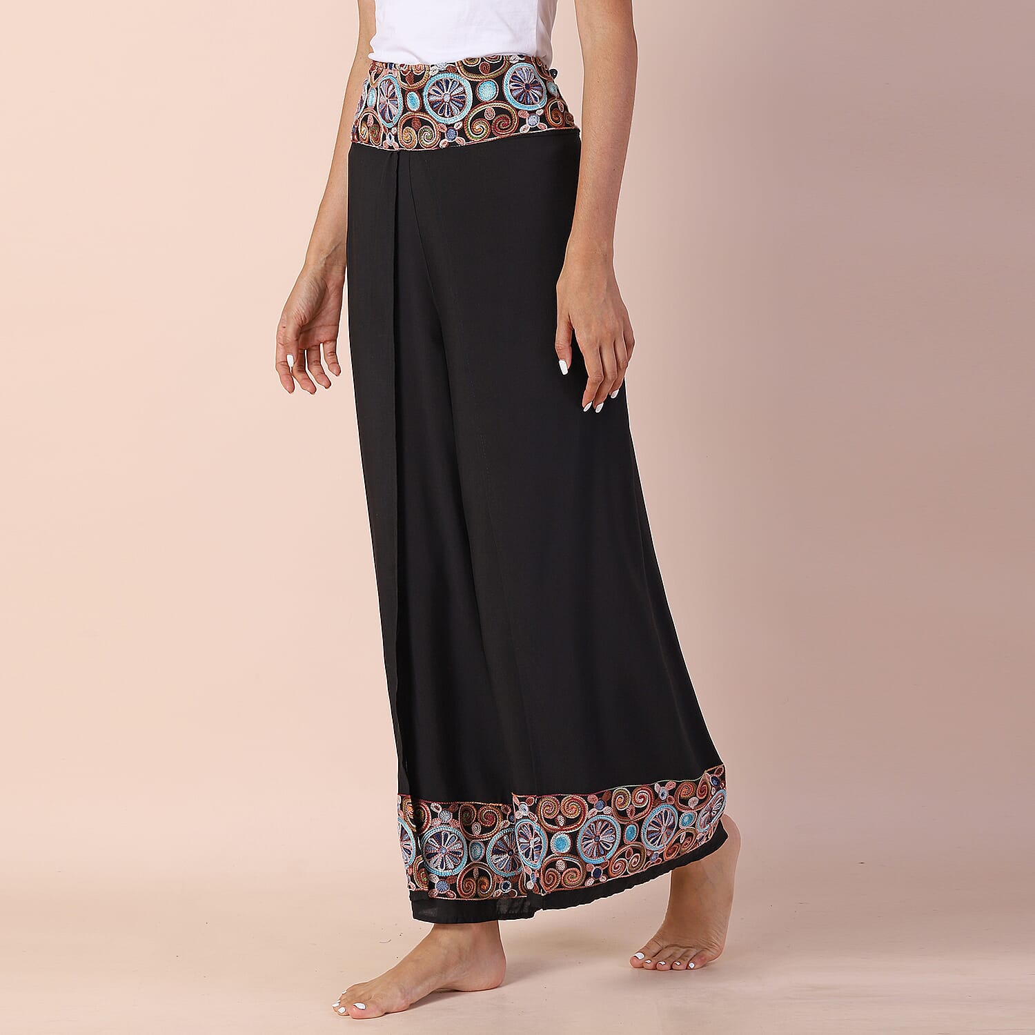 Value Buy - LA MAREY Embroidery Pattern Women Trousers 