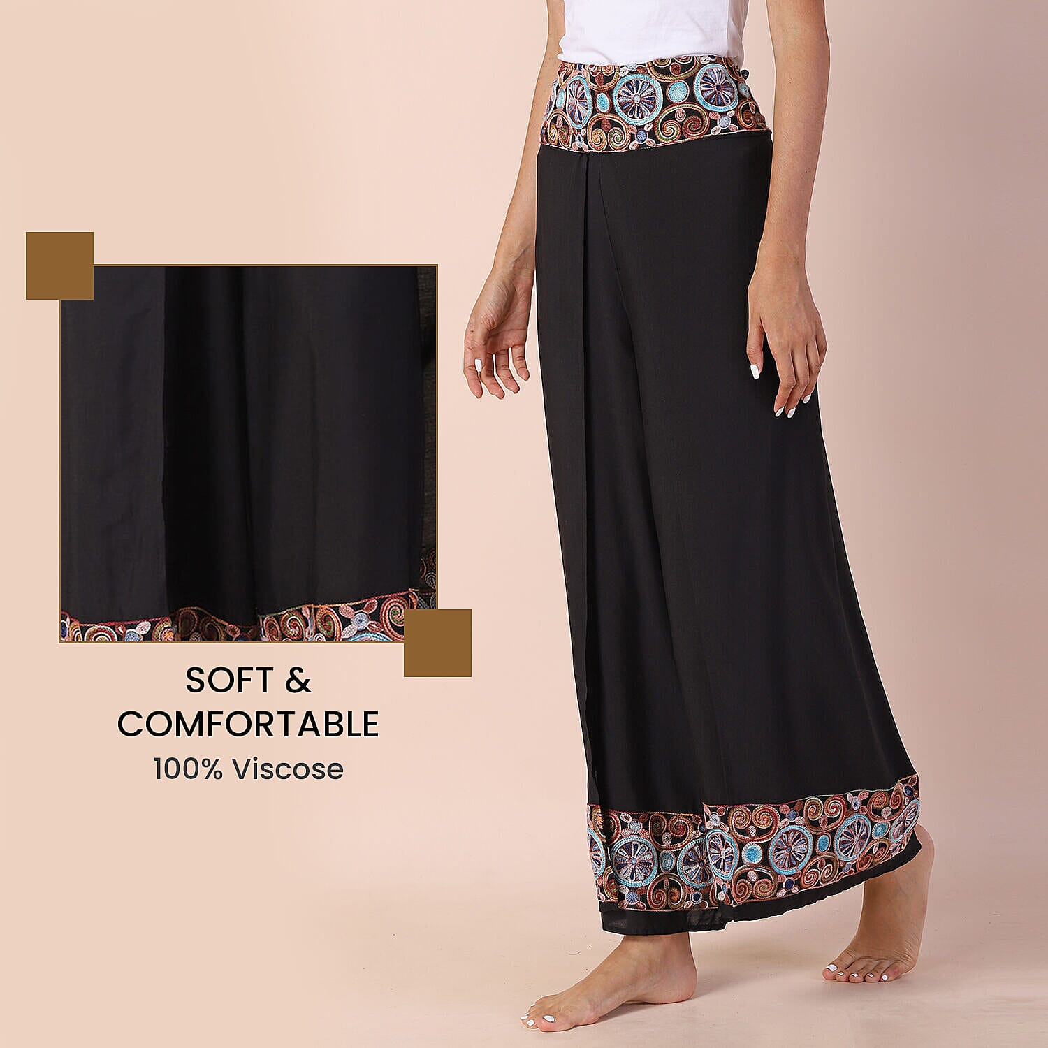 Value Buy - LA MAREY Embroidery Pattern Women Trousers