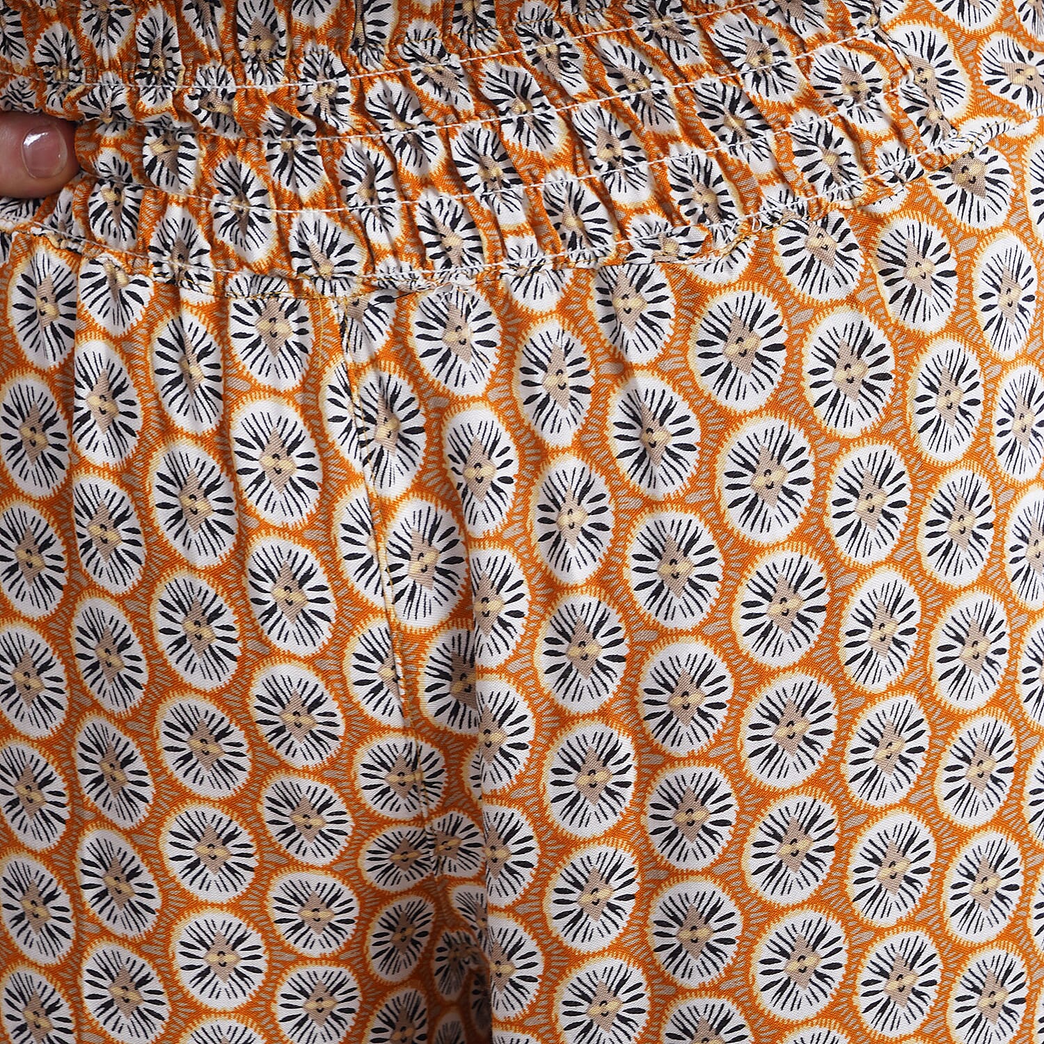 JOVIE Miss Colloection 100% Viscose Elastic Band Printed Trousers - Yellow