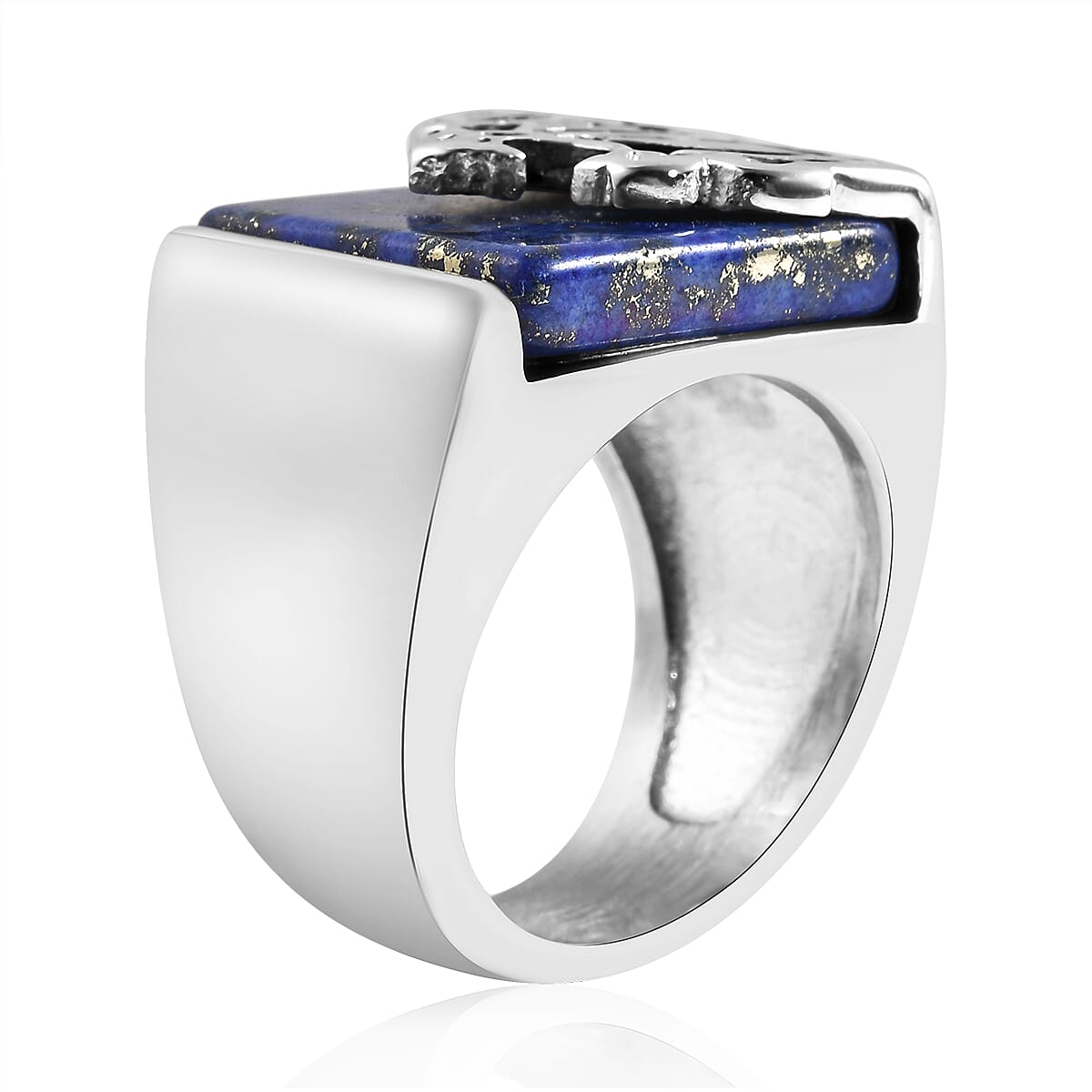 Lapis Lazuli Lion Ring in Stainless Steel 10.00 Ct.