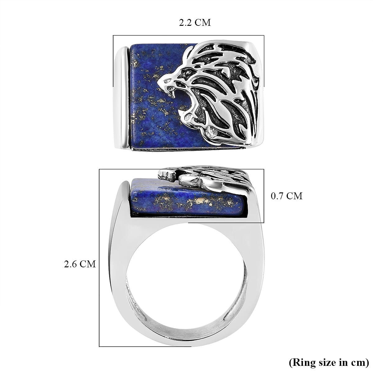 Lapis Lazuli Lion Ring in Stainless Steel 10.00 Ct.