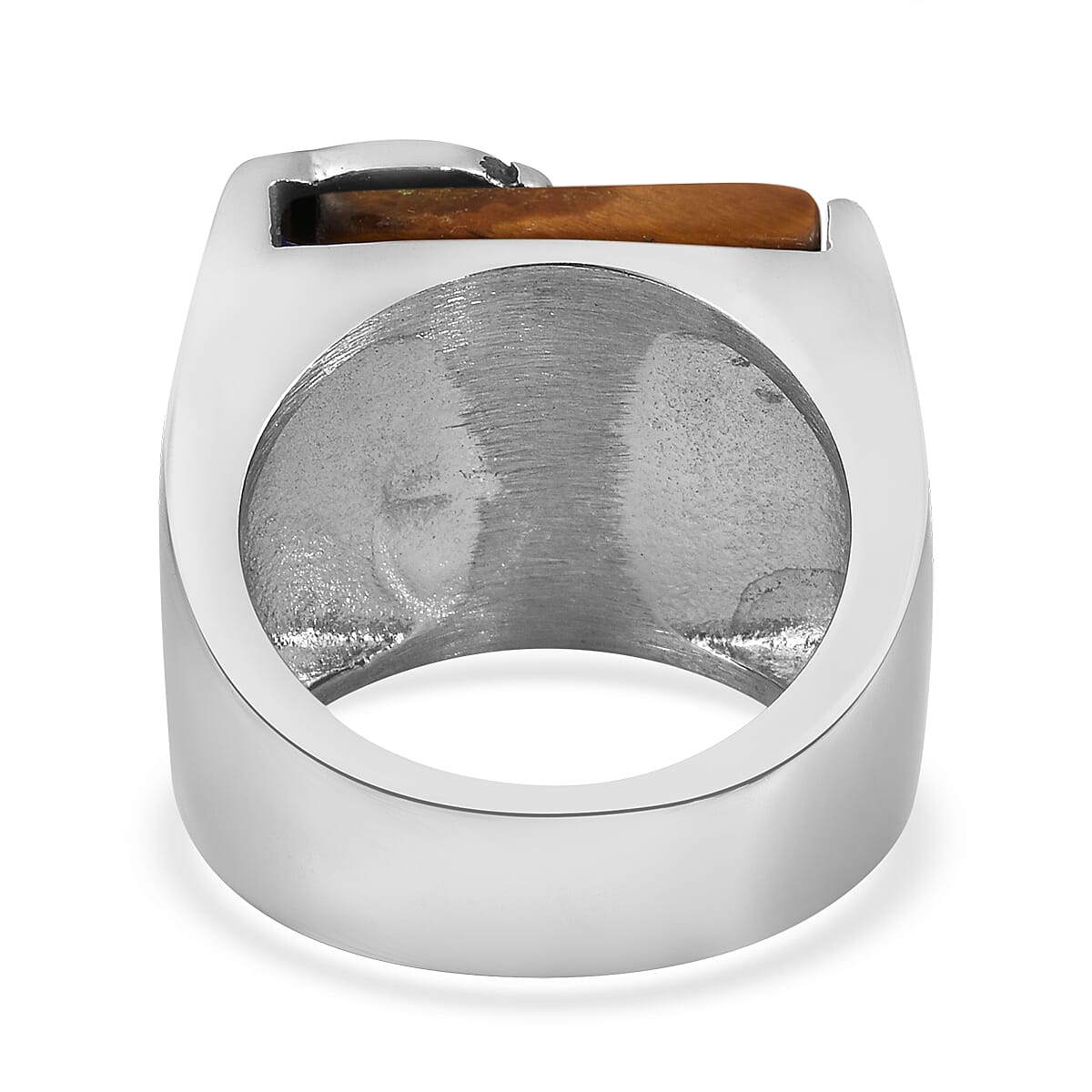 Yellow Tigers Eye Lion Ring in Stainless Steel 10.00 Ct.