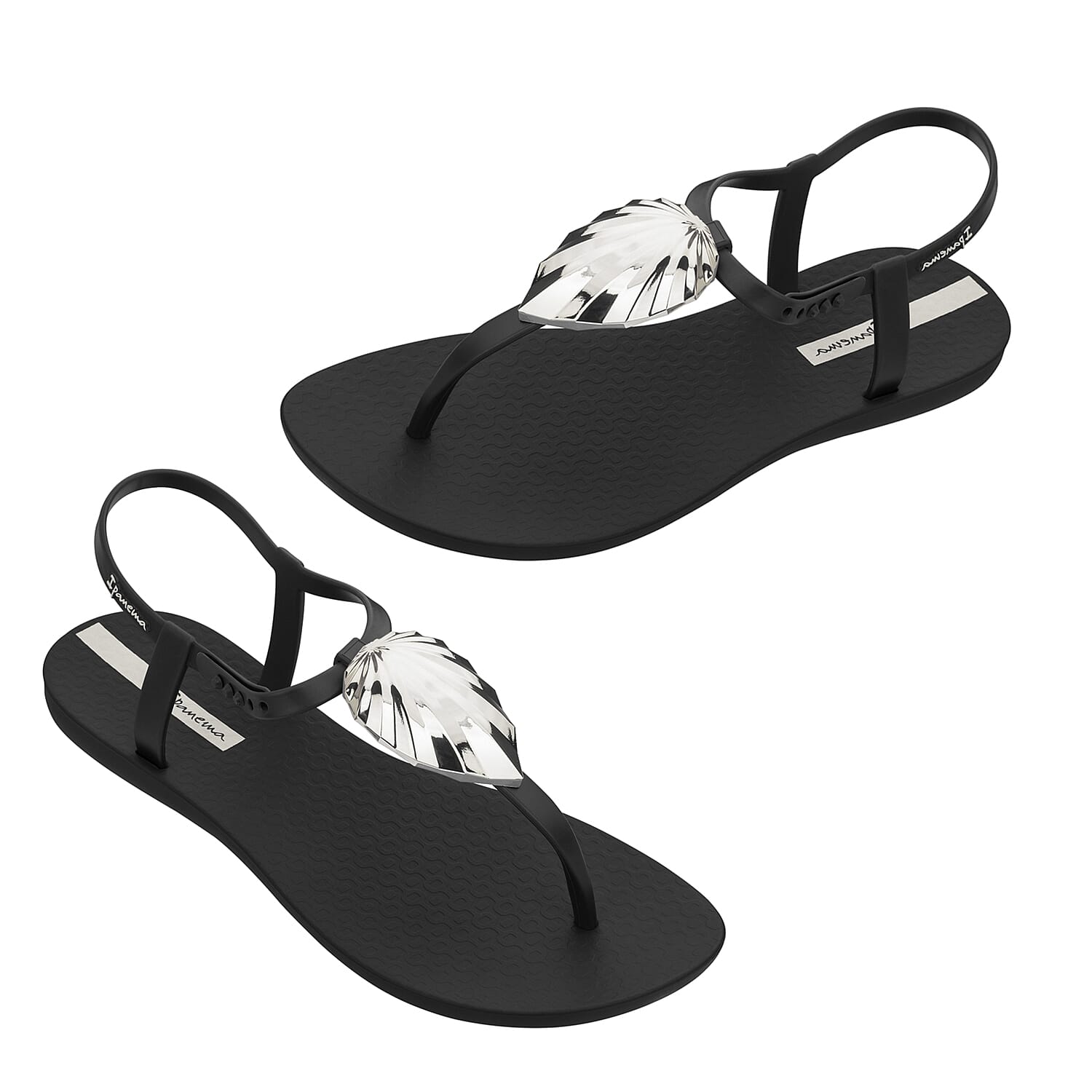 Ipanema Leaf Shine Sandal with T-bar Strap (Size 3) - Black