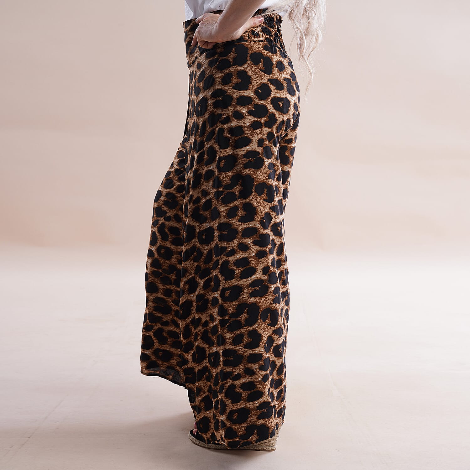 JOVIE Miss Colloection 100% Viscose Elastic Band Printed Trousers - Yellow