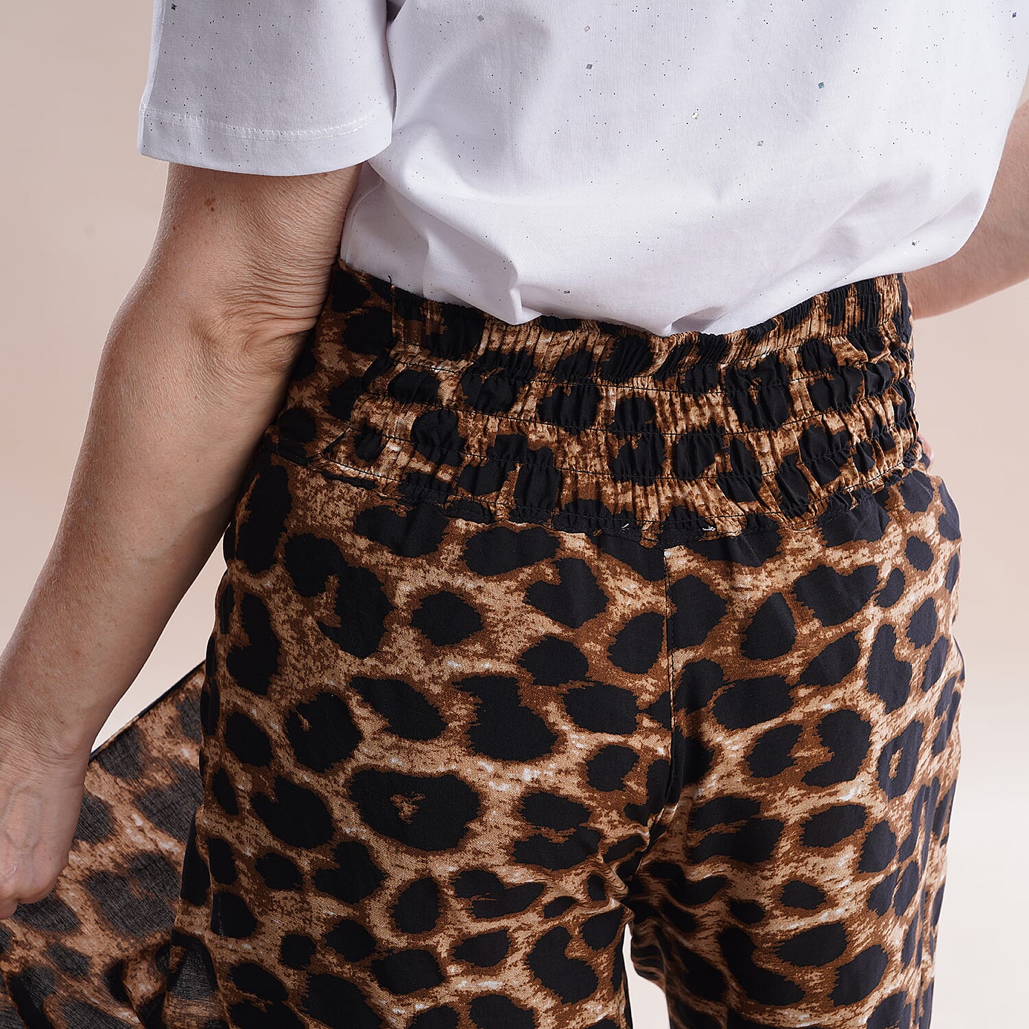 JOVIE Miss Colloection 100% Viscose Elastic Band Printed Trousers - Yellow