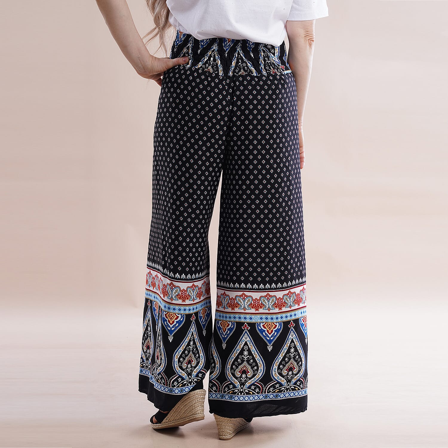 JOVIE Miss Colloection 100% Viscose Elastic Band Printed Trousers - Yellow