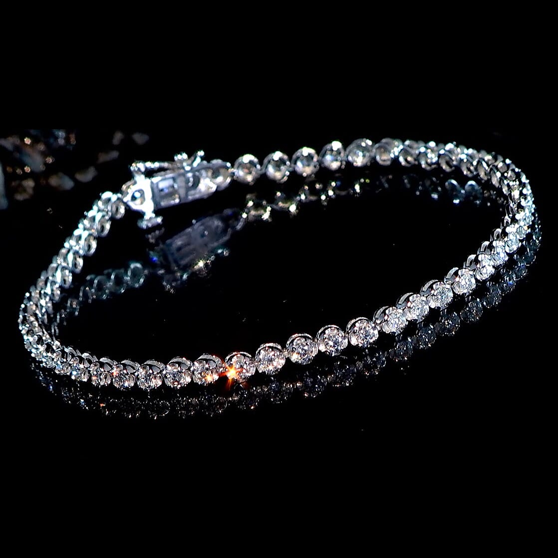 NY Close Out - 10K White Gold Diamond (I1-I2- G-H) Bracelet (Size  7.25) 2.00 Ct, Gold Wt 6.80 Gms