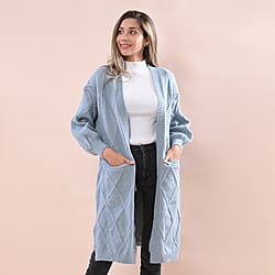 LA MAREY Chunky Cable Knitted Long Cardigan ( One Size )