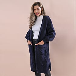 LA MAREY Chunky Cable Knitted Long Cardigan ( One Size )